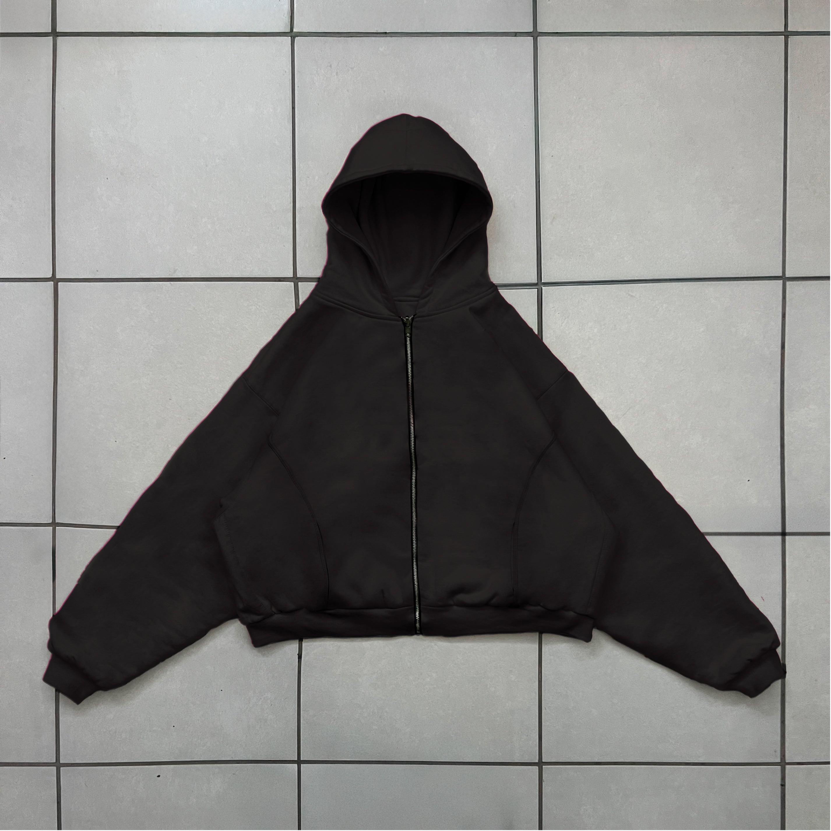black reversible zip-up
