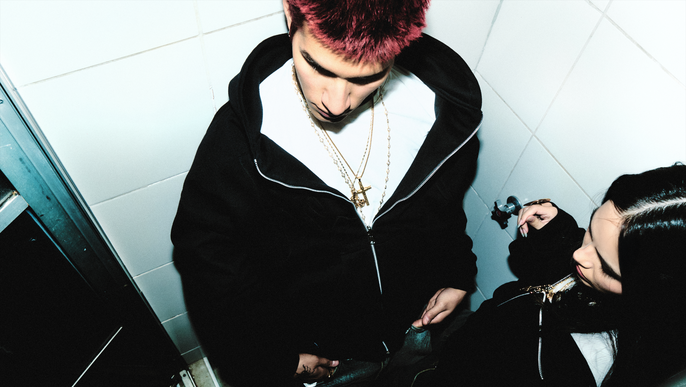 black reversible zip-up