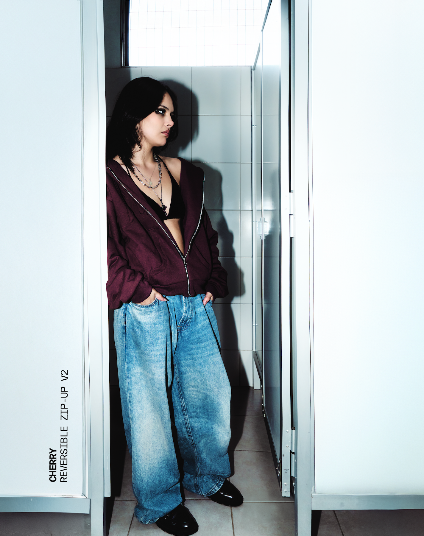 cherry reversible zip-up